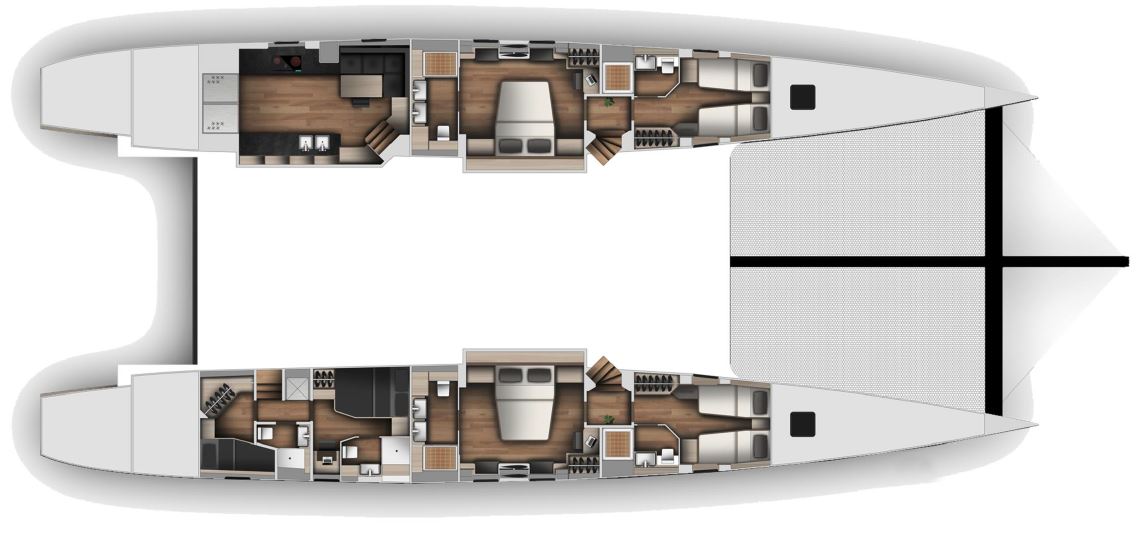 McConaghy 90 Multihull Superyacht High Performance Catamaran Layout