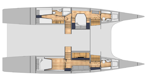 McConaghy 62 catamaran interior hulls